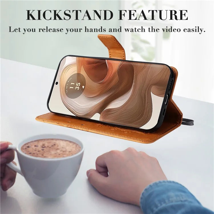 KT Imprinting Flower Series-2 For Motorola Moto X50 Ultra 5G / Edge 50 Ultra 5G Case PU Leather Butterfly Imprint Phone Cover