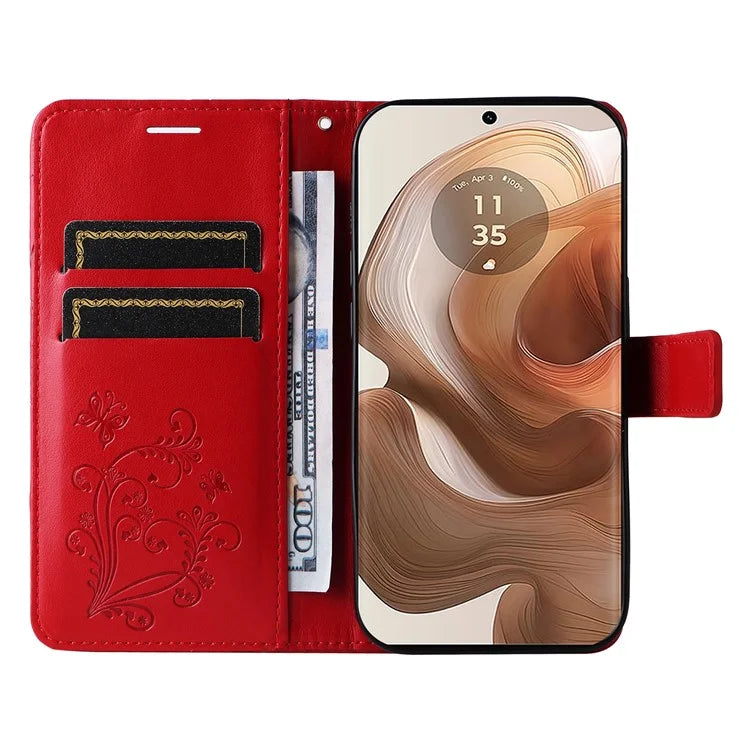 KT Imprinting Flower Series-2 For Motorola Moto X50 Ultra 5G / Edge 50 Ultra 5G Case PU Leather Butterfly Imprint Phone Cover