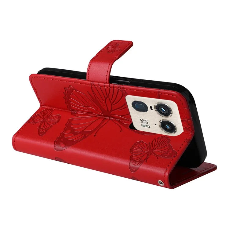 KT Imprinting Flower Series-2 For Motorola Moto X50 Ultra 5G / Edge 50 Ultra 5G Case PU Leather Butterfly Imprint Phone Cover