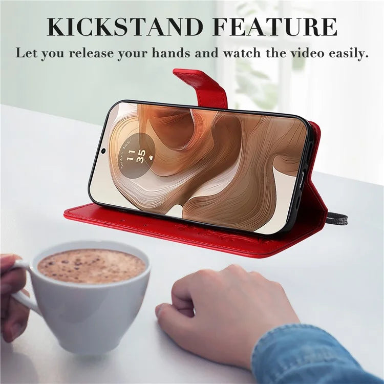KT Imprinting Flower Series-2 For Motorola Moto X50 Ultra 5G / Edge 50 Ultra 5G Case PU Leather Butterfly Imprint Phone Cover