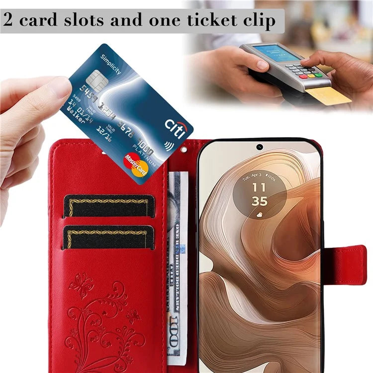 KT Imprinting Flower Series-2 For Motorola Moto X50 Ultra 5G / Edge 50 Ultra 5G Case PU Leather Butterfly Imprint Phone Cover