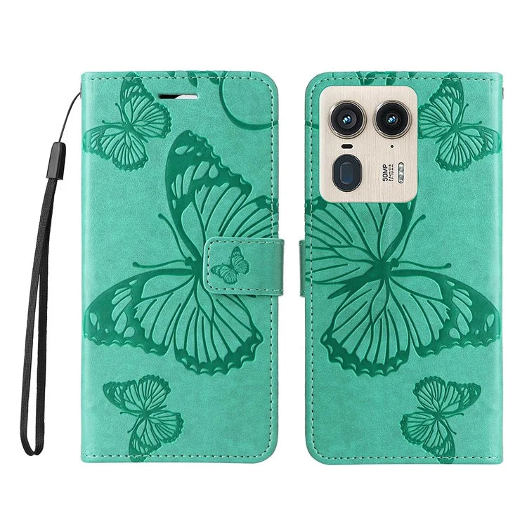 KT Imprinting Flower Series-2 For Motorola Moto X50 Ultra 5G / Edge 50 Ultra 5G Case PU Leather Butterfly Imprint Phone Cover