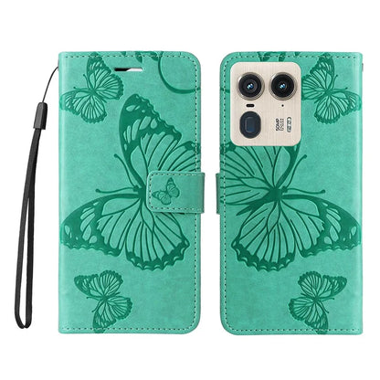 KT Imprinting Flower Series-2 For Motorola Moto X50 Ultra 5G / Edge 50 Ultra 5G Case PU Leather Butterfly Imprint Phone Cover