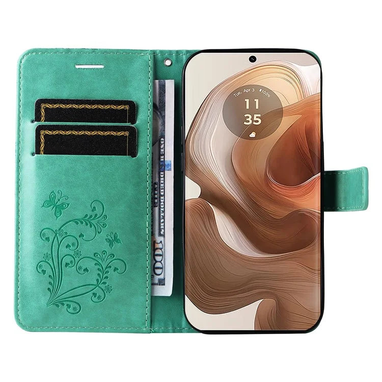 KT Imprinting Flower Series-2 For Motorola Moto X50 Ultra 5G / Edge 50 Ultra 5G Case PU Leather Butterfly Imprint Phone Cover