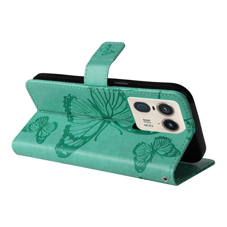 KT Imprinting Flower Series-2 For Motorola Moto X50 Ultra 5G / Edge 50 Ultra 5G Case PU Leather Butterfly Imprint Phone Cover