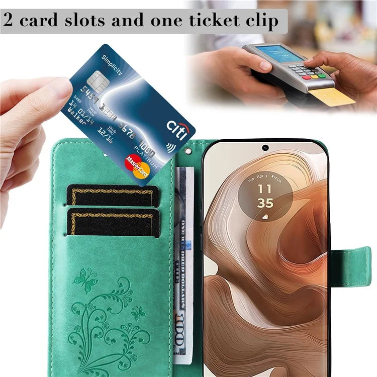 KT Imprinting Flower Series-2 For Motorola Moto X50 Ultra 5G / Edge 50 Ultra 5G Case PU Leather Butterfly Imprint Phone Cover