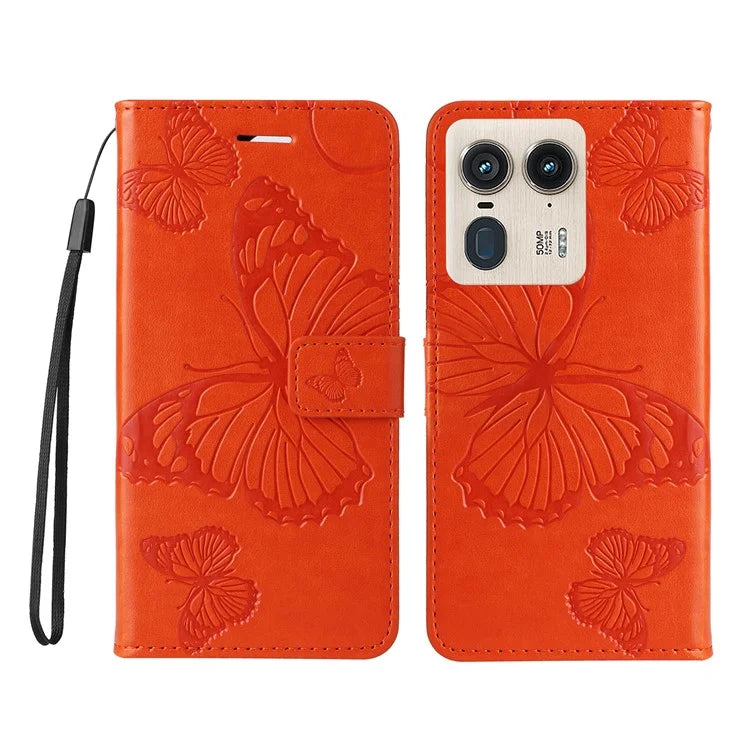KT Imprinting Flower Series-2 For Motorola Moto X50 Ultra 5G / Edge 50 Ultra 5G Case PU Leather Butterfly Imprint Phone Cover