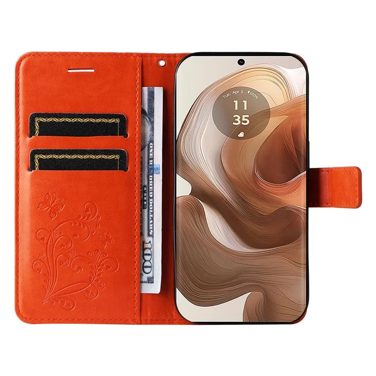 KT Imprinting Flower Series-2 For Motorola Moto X50 Ultra 5G / Edge 50 Ultra 5G Case PU Leather Butterfly Imprint Phone Cover