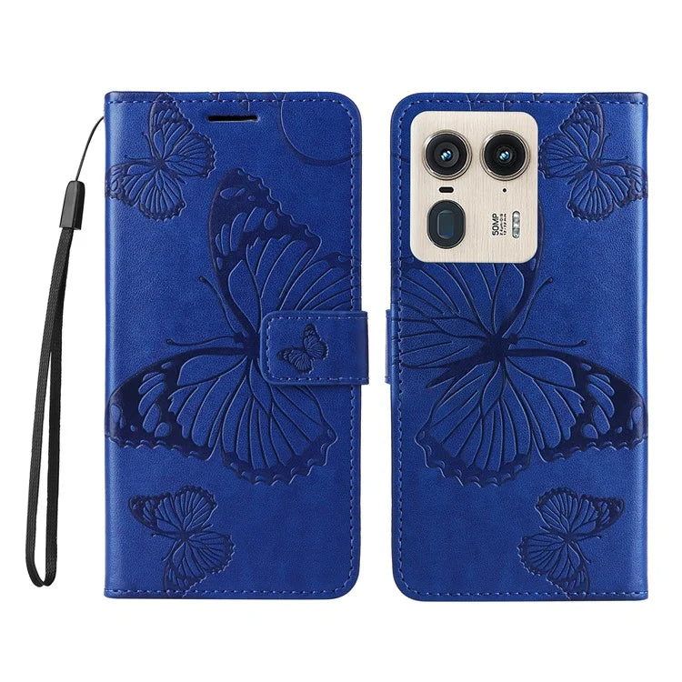 KT Imprinting Flower Series-2 For Motorola Moto X50 Ultra 5G / Edge 50 Ultra 5G Case PU Leather Butterfly Imprint Phone Cover