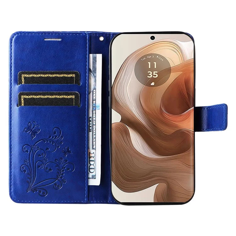 KT Imprinting Flower Series-2 For Motorola Moto X50 Ultra 5G / Edge 50 Ultra 5G Case PU Leather Butterfly Imprint Phone Cover