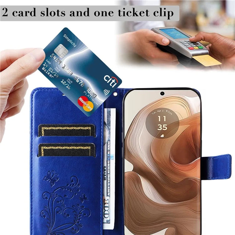 KT Imprinting Flower Series-2 For Motorola Moto X50 Ultra 5G / Edge 50 Ultra 5G Case PU Leather Butterfly Imprint Phone Cover