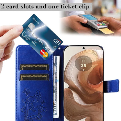 KT Imprinting Flower Series-2 For Motorola Moto X50 Ultra 5G / Edge 50 Ultra 5G Case PU Leather Butterfly Imprint Phone Cover