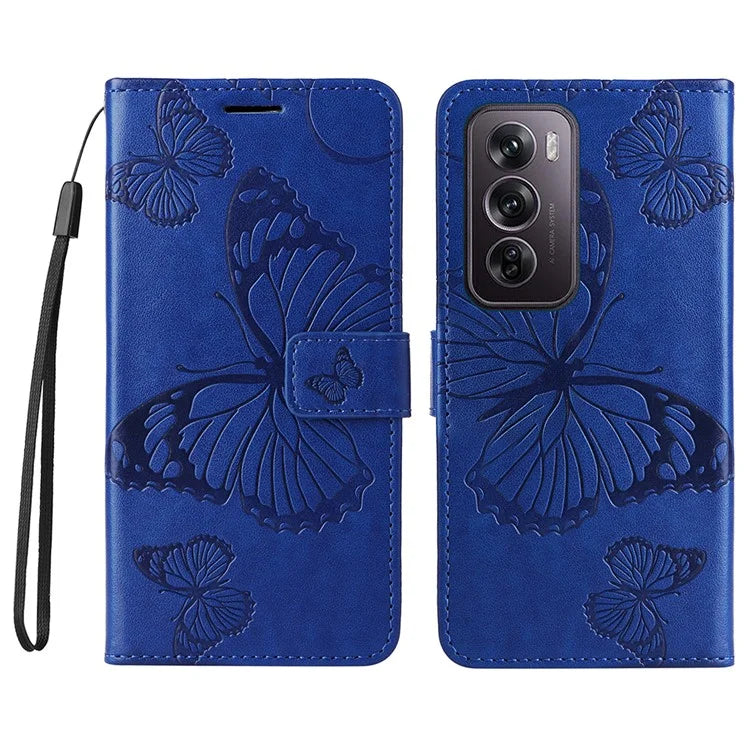 KT Imprinting Flower Series-2 For Oppo Reno12 Pro 5G (Global) / (China) Case Leather Wallet Butterfly Imprint Phone Cover