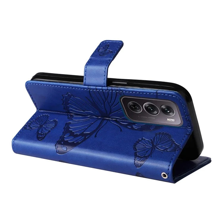 KT Imprinting Flower Series-2 For Oppo Reno12 Pro 5G (Global) / (China) Case Leather Wallet Butterfly Imprint Phone Cover