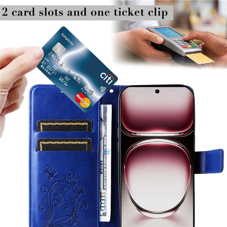 KT Imprinting Flower Series-2 For Oppo Reno12 Pro 5G (Global) / (China) Case Leather Wallet Butterfly Imprint Phone Cover