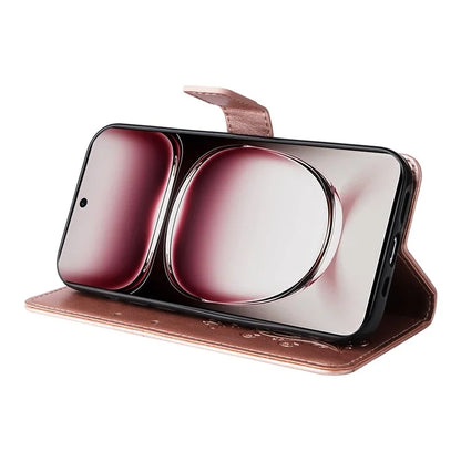 KT Imprinting Flower Series-2 For Oppo Reno12 Pro 5G (Global) / (China) Case Leather Wallet Butterfly Imprint Phone Cover
