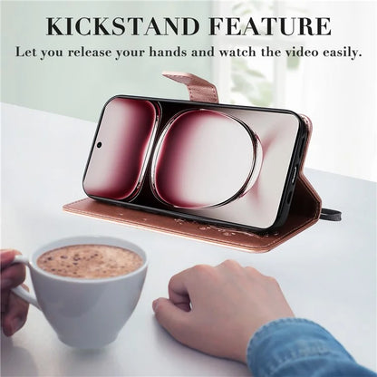 KT Imprinting Flower Series-2 For Oppo Reno12 Pro 5G (Global) / (China) Case Leather Wallet Butterfly Imprint Phone Cover