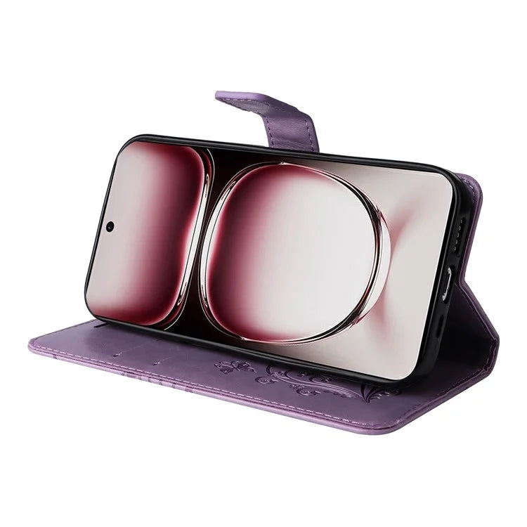 KT Imprinting Flower Series-2 For Oppo Reno12 Pro 5G (Global) / (China) Case Leather Wallet Butterfly Imprint Phone Cover