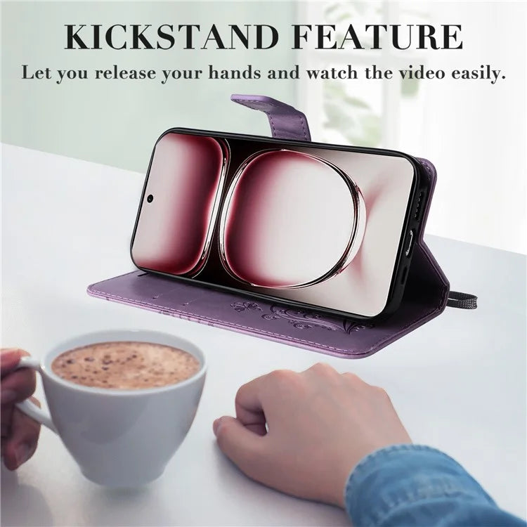 KT Imprinting Flower Series-2 For Oppo Reno12 Pro 5G (Global) / (China) Case Leather Wallet Butterfly Imprint Phone Cover