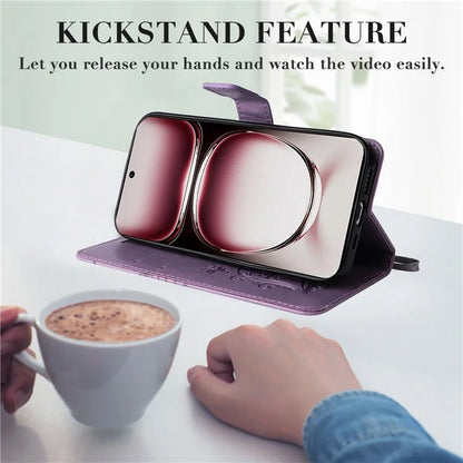 KT Imprinting Flower Series-2 For Oppo Reno12 Pro 5G (Global) / (China) Case Leather Wallet Butterfly Imprint Phone Cover