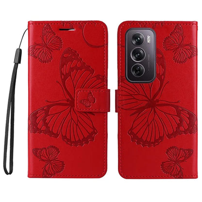 KT Imprinting Flower Series-2 For Oppo Reno12 Pro 5G (Global) / (China) Case Leather Wallet Butterfly Imprint Phone Cover