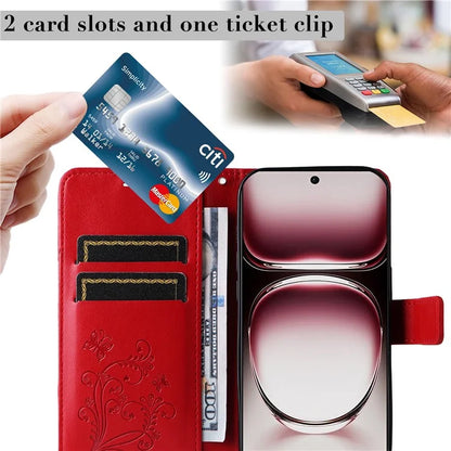 KT Imprinting Flower Series-2 For Oppo Reno12 Pro 5G (Global) / (China) Case Leather Wallet Butterfly Imprint Phone Cover