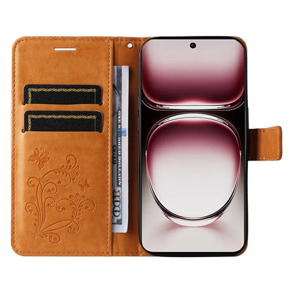 KT Imprinting Flower Series-2 For Oppo Reno12 Pro 5G (Global) / (China) Case Leather Wallet Butterfly Imprint Phone Cover