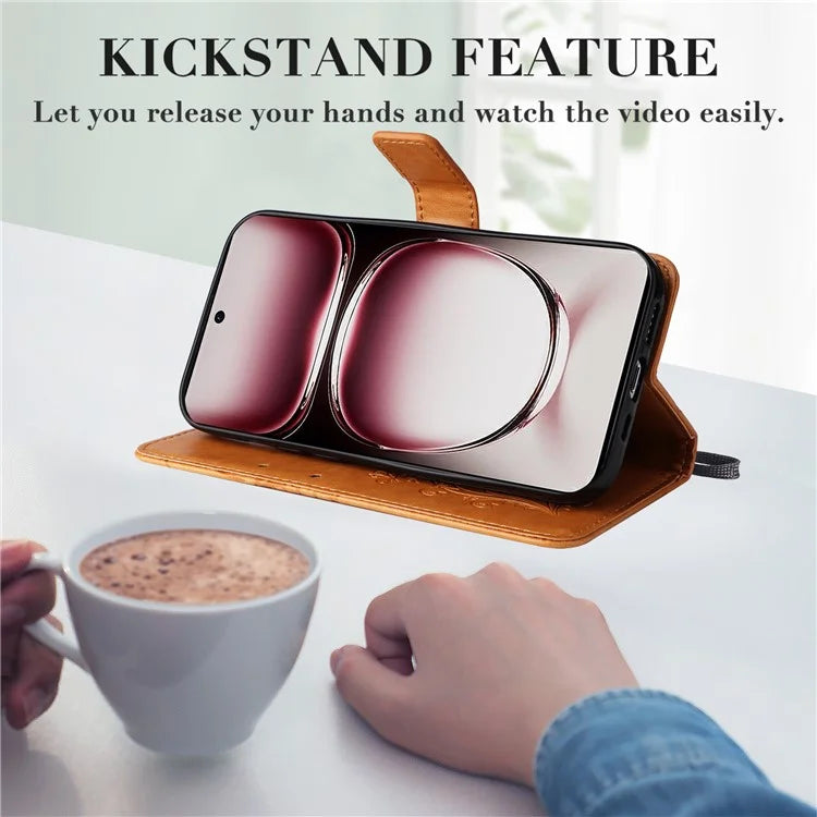 KT Imprinting Flower Series-2 For Oppo Reno12 Pro 5G (Global) / (China) Case Leather Wallet Butterfly Imprint Phone Cover