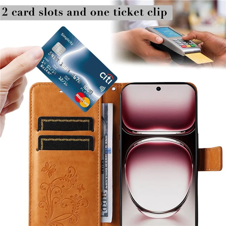 KT Imprinting Flower Series-2 For Oppo Reno12 Pro 5G (Global) / (China) Case Leather Wallet Butterfly Imprint Phone Cover