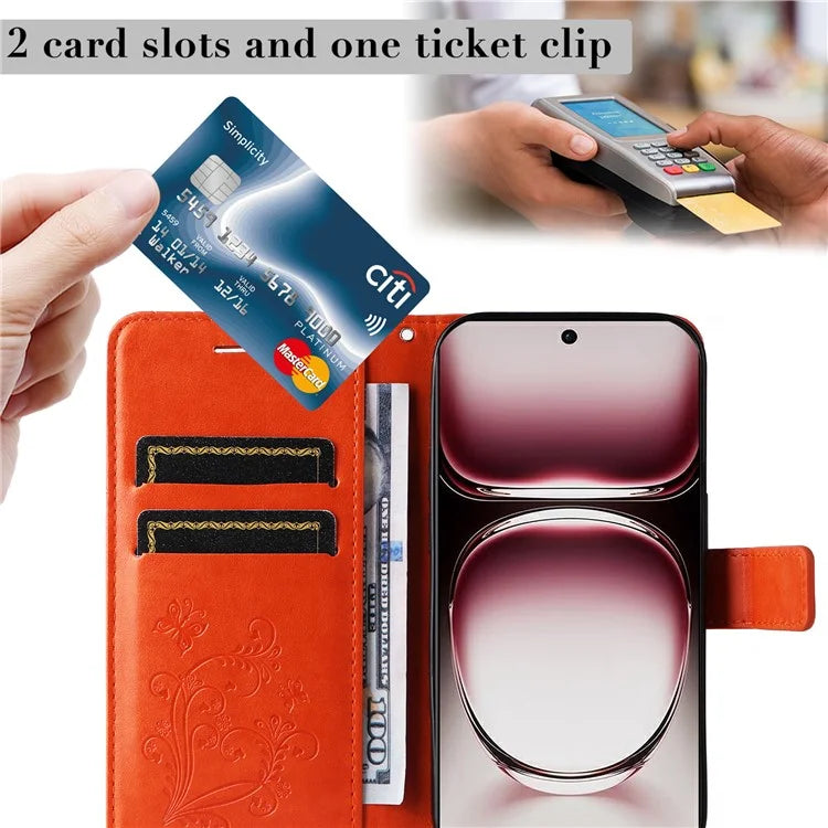 KT Imprinting Flower Series-2 For Oppo Reno12 Pro 5G (Global) / (China) Case Leather Wallet Butterfly Imprint Phone Cover