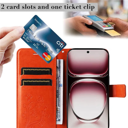 KT Imprinting Flower Series-2 For Oppo Reno12 Pro 5G (Global) / (China) Case Leather Wallet Butterfly Imprint Phone Cover