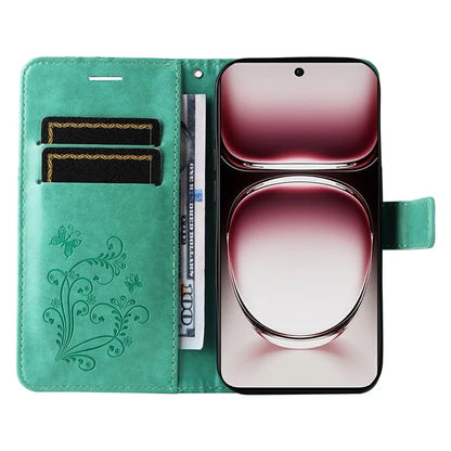 KT Imprinting Flower Series-2 For Oppo Reno12 Pro 5G (Global) / (China) Case Leather Wallet Butterfly Imprint Phone Cover
