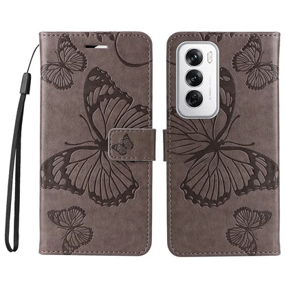 KT Imprinting Flower Series-2 For Oppo Reno12 5G (Global) Phone Case Butterfly Imprint Leather Wallet Cover