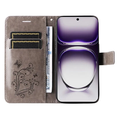 KT Imprinting Flower Series-2 For Oppo Reno12 5G (Global) Phone Case Butterfly Imprint Leather Wallet Cover