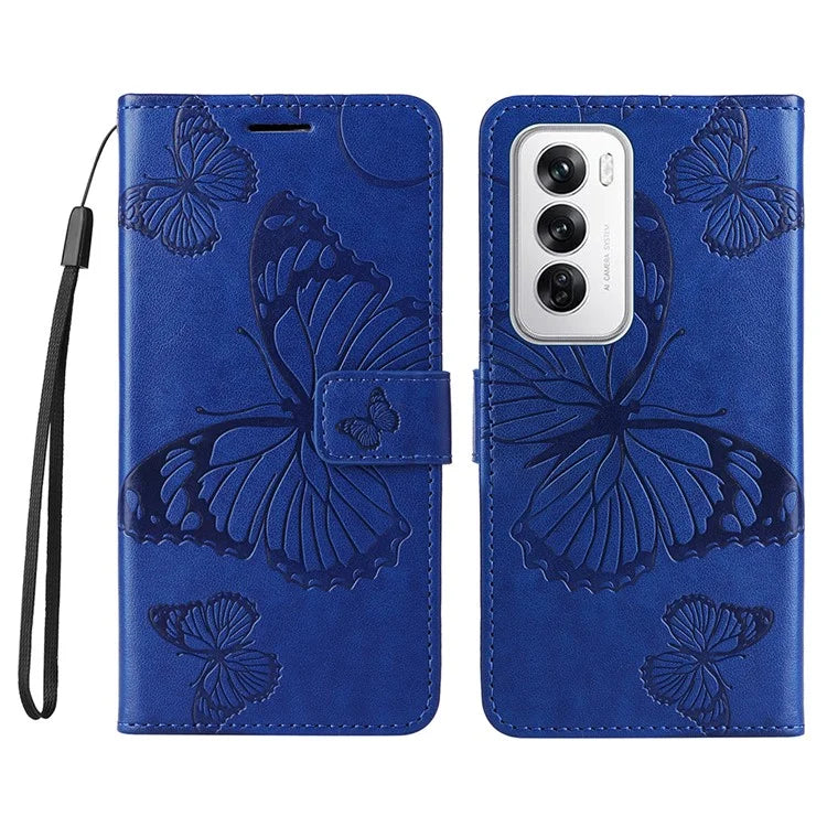 KT Imprinting Flower Series-2 For Oppo Reno12 5G (Global) Phone Case Butterfly Imprint Leather Wallet Cover