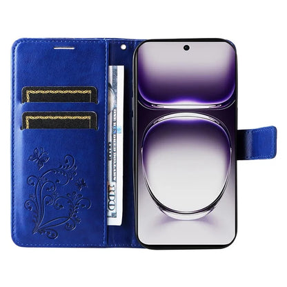 KT Imprinting Flower Series-2 For Oppo Reno12 5G (Global) Phone Case Butterfly Imprint Leather Wallet Cover