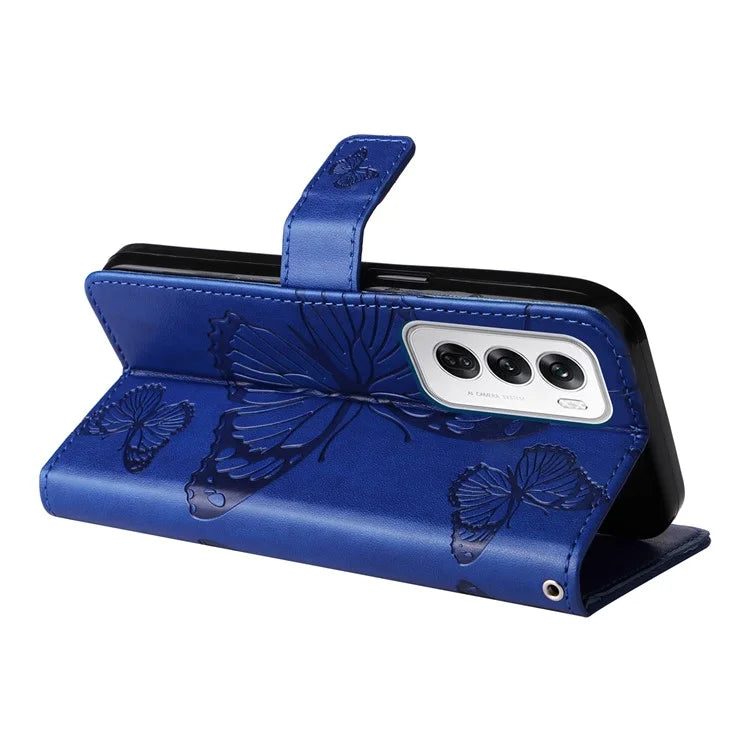 KT Imprinting Flower Series-2 For Oppo Reno12 5G (Global) Phone Case Butterfly Imprint Leather Wallet Cover