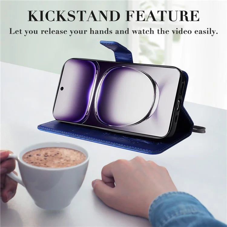 KT Imprinting Flower Series-2 For Oppo Reno12 5G (Global) Phone Case Butterfly Imprint Leather Wallet Cover