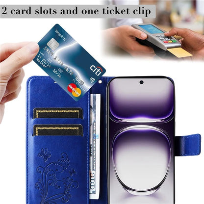 KT Imprinting Flower Series-2 For Oppo Reno12 5G (Global) Phone Case Butterfly Imprint Leather Wallet Cover