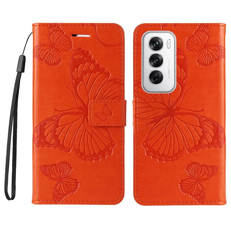 KT Imprinting Flower Series-2 For Oppo Reno12 5G (Global) Phone Case Butterfly Imprint Leather Wallet Cover