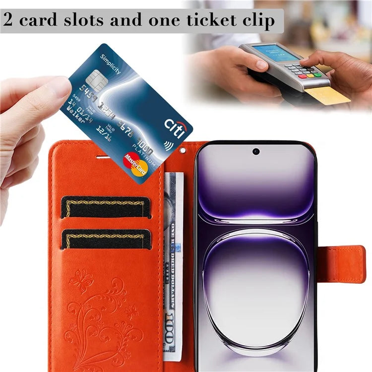 KT Imprinting Flower Series-2 For Oppo Reno12 5G (Global) Phone Case Butterfly Imprint Leather Wallet Cover
