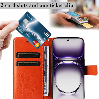 KT Imprinting Flower Series-2 For Oppo Reno12 5G (Global) Phone Case Butterfly Imprint Leather Wallet Cover