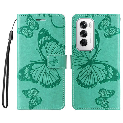 KT Imprinting Flower Series-2 For Oppo Reno12 5G (Global) Phone Case Butterfly Imprint Leather Wallet Cover