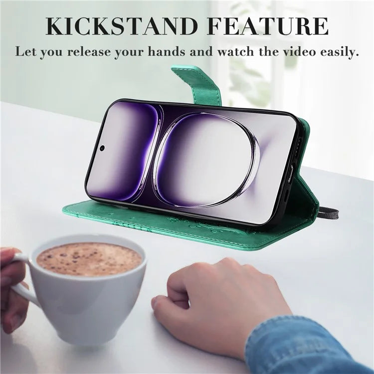 KT Imprinting Flower Series-2 For Oppo Reno12 5G (Global) Phone Case Butterfly Imprint Leather Wallet Cover