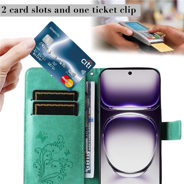 KT Imprinting Flower Series-2 For Oppo Reno12 5G (Global) Phone Case Butterfly Imprint Leather Wallet Cover