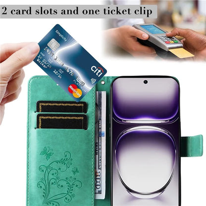 KT Imprinting Flower Series-2 For Oppo Reno12 5G (Global) Phone Case Butterfly Imprint Leather Wallet Cover