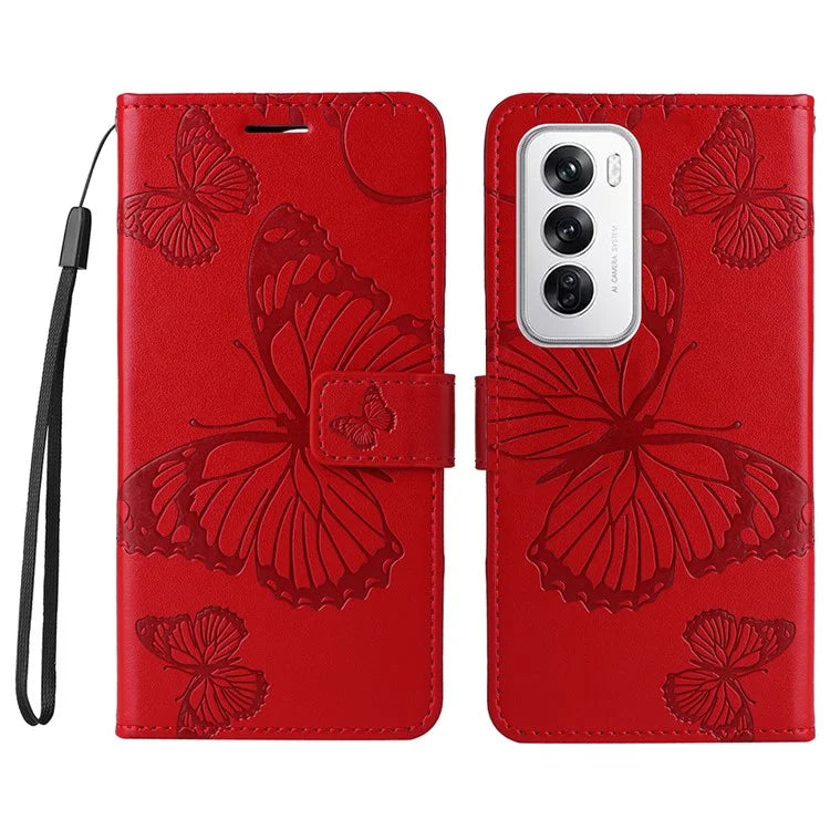KT Imprinting Flower Series-2 For Oppo Reno12 5G (Global) Phone Case Butterfly Imprint Leather Wallet Cover