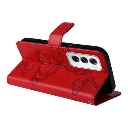 KT Imprinting Flower Series-2 For Oppo Reno12 5G (Global) Phone Case Butterfly Imprint Leather Wallet Cover