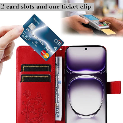 KT Imprinting Flower Series-2 For Oppo Reno12 5G (Global) Phone Case Butterfly Imprint Leather Wallet Cover