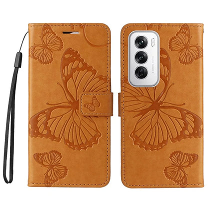 KT Imprinting Flower Series-2 For Oppo Reno12 5G (Global) Phone Case Butterfly Imprint Leather Wallet Cover